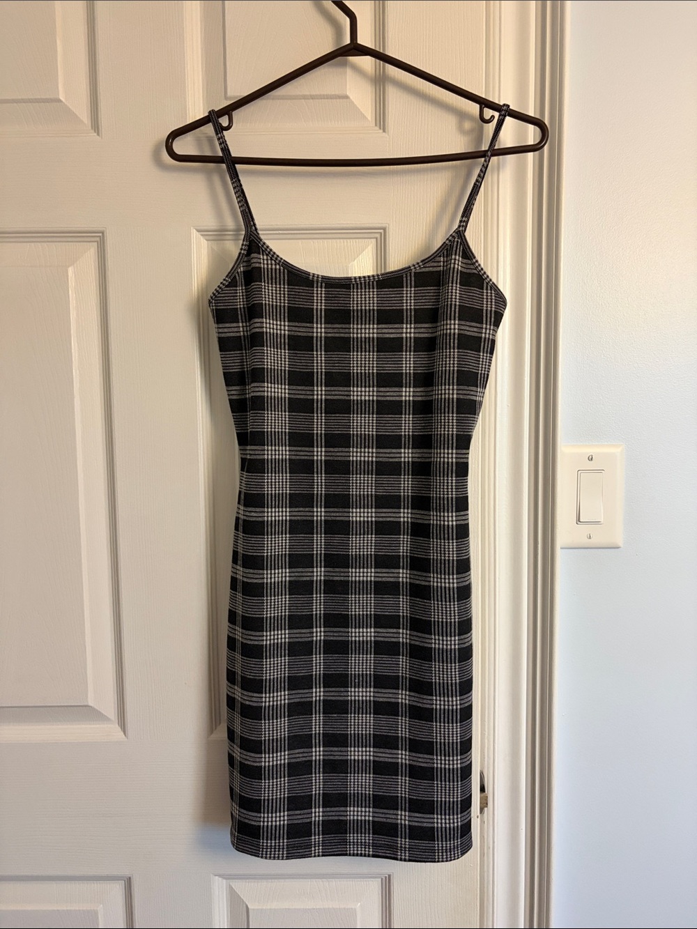 Fashion Nova Black & White Plaid Slip Dress
